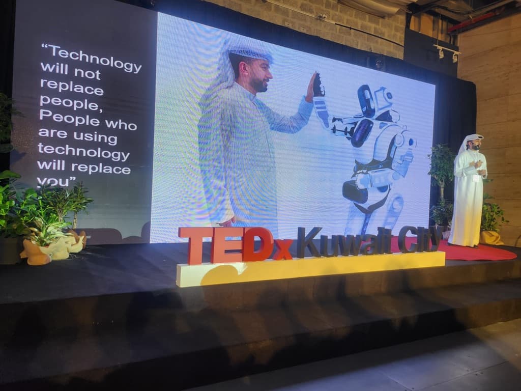 Ahmad AlShatti speaking at TEDx Kuwait City on Humanising Technology